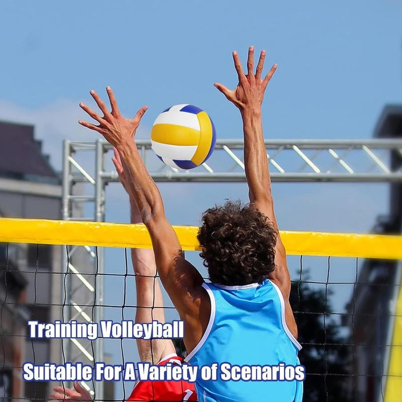 Soft Volleyball, PU Leather Indoor and Outdoor Soft Touch Volleyball, Suitable for Beach Play, Games, Gym, Training - Includes Air Pump