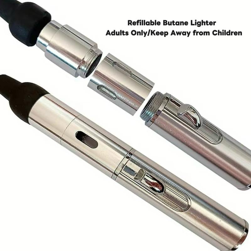 Refillable Metal Butane Torch Lighter, Windproof Jet Flame, Adjustable & Child-Resistant, Gift Box