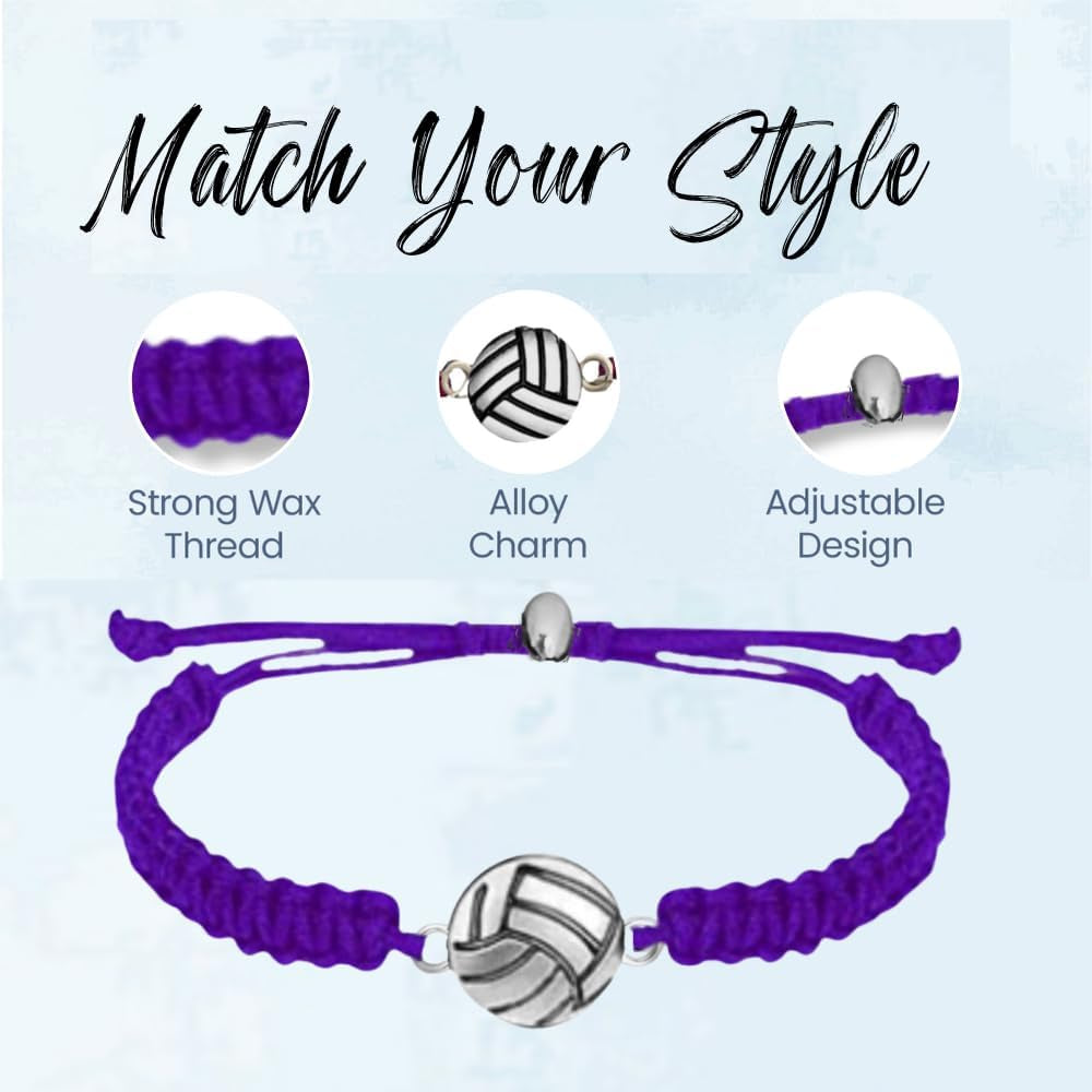 Volleyball Charm Bracelet- Adjustable Bracelets with Volleyball Charm. Ideal Volleyball Gifts & Souvenir for Volleyball Players. Unisex Friendship Bracelet