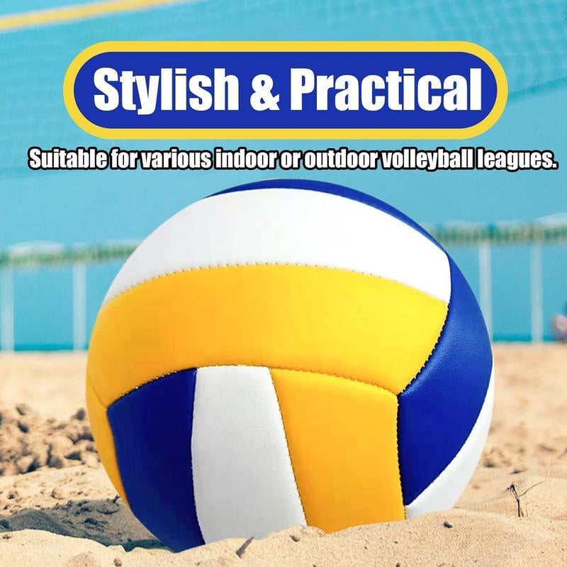 Soft Volleyball, PU Leather Indoor and Outdoor Soft Touch Volleyball, Suitable for Beach Play, Games, Gym, Training - Includes Air Pump