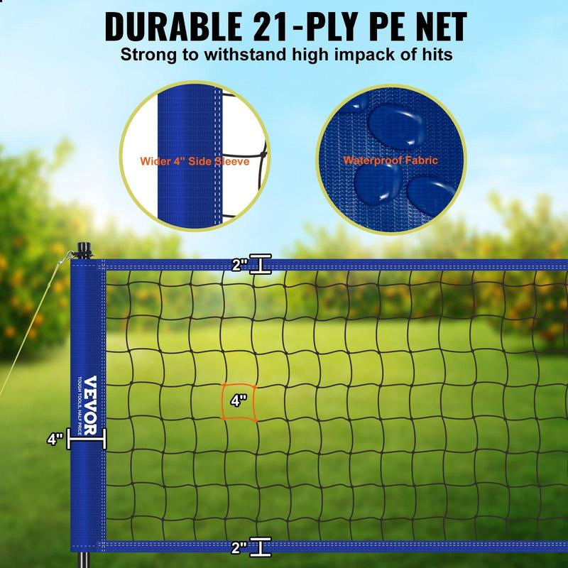 VEVOR Outdoor Portable Volleyball Net System, Tiktokshopblackfriday, Adjustable Height Steel Poles, Professional Volleyball Set with PVC Volleyball, Pump, Carrying Bag, Heavy Duty Volleyball Net for Backyard, Beach, Lawn