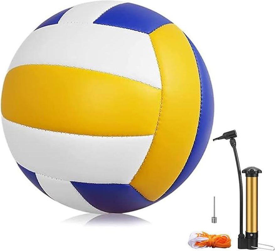 Soft Volleyball, PU Leather Indoor and Outdoor Soft Touch Volleyball, Suitable for Beach Play, Games, Gym, Training - Includes Air Pump