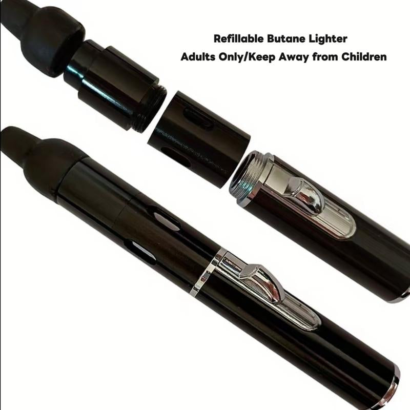 Refillable Metal Butane Torch Lighter, Windproof Jet Flame, Adjustable & Child-Resistant, Gift Box