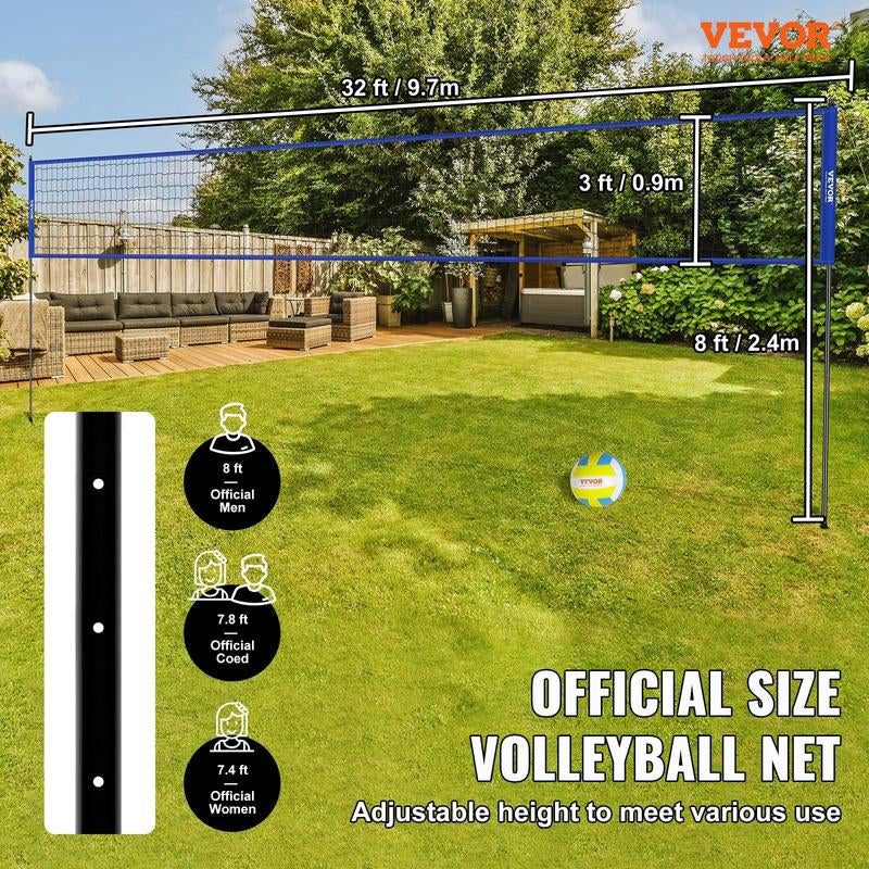 VEVOR Outdoor Portable Volleyball Net System, Tiktokshopblackfriday, Adjustable Height Steel Poles, Professional Volleyball Set with PVC Volleyball, Pump, Carrying Bag, Heavy Duty Volleyball Net for Backyard, Beach, Lawn