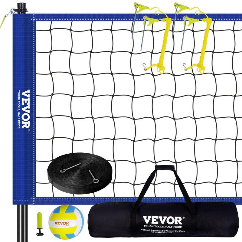 VEVOR Outdoor Portable Volleyball Net System, Tiktokshopblackfriday, Adjustable Height Steel Poles, Professional Volleyball Set with PVC Volleyball, Pump, Carrying Bag, Heavy Duty Volleyball Net for Backyard, Beach, Lawn