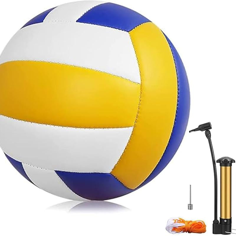 Soft Volleyball, PU Leather Indoor and Outdoor Soft Touch Volleyball, Suitable for Beach Play, Games, Gym, Training - Includes Air Pump