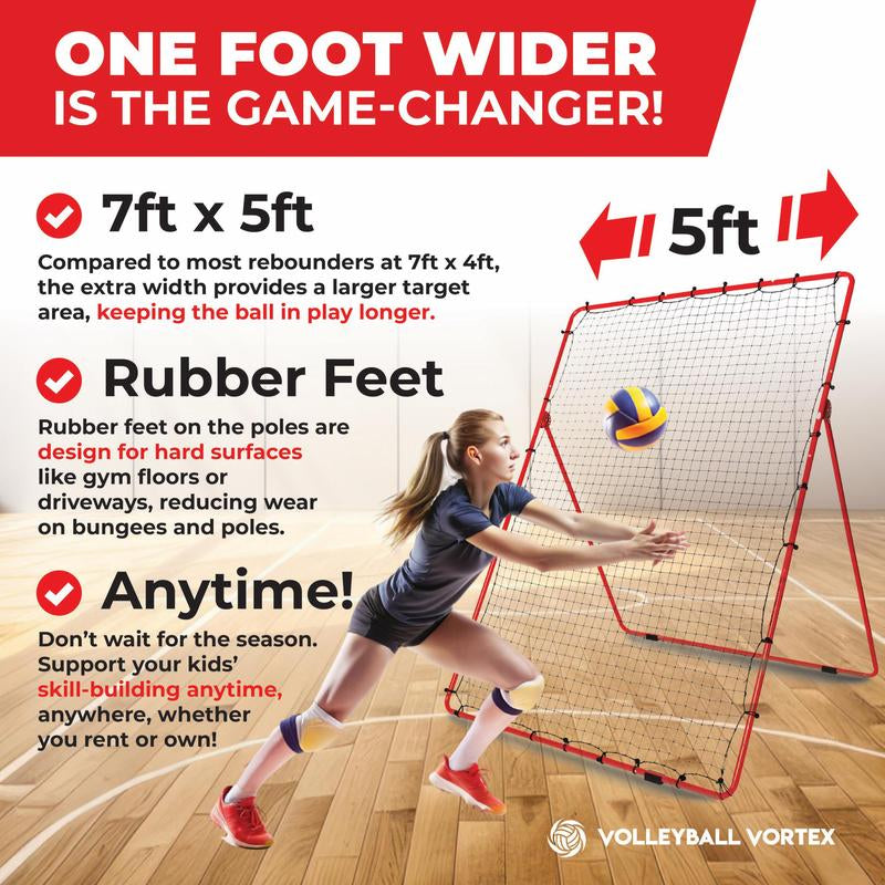 Volleyball Rebounder Net - 7' X 5' Adjustable Portable Training Net for Bumping, Spiking, Serving, and Improving Skills