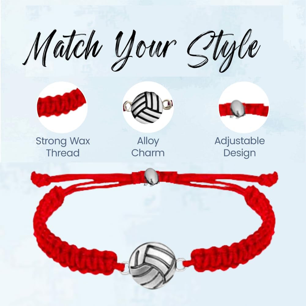 Volleyball Charm Bracelet- Adjustable Bracelets with Volleyball Charm. Ideal Volleyball Gifts & Souvenir for Volleyball Players. Unisex Friendship Bracelet