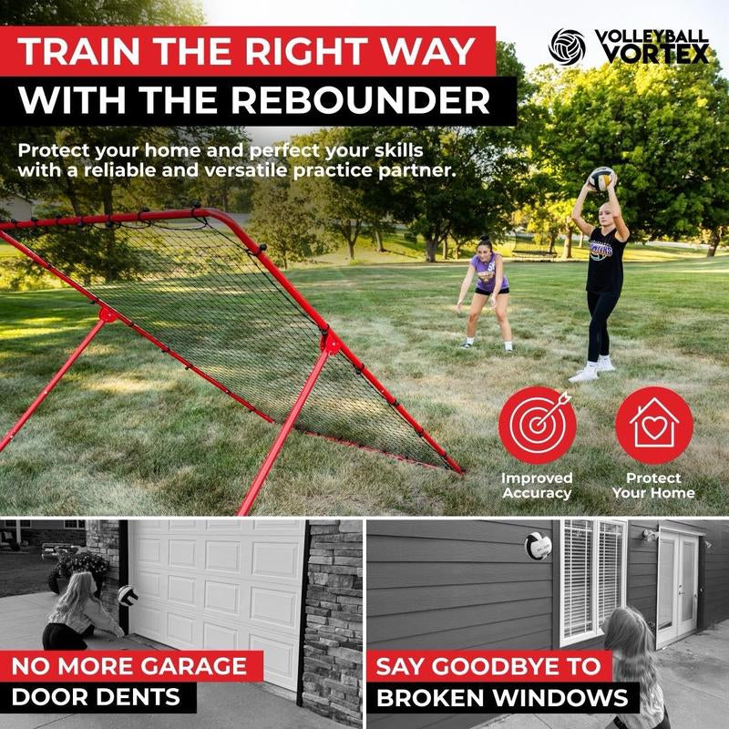 Volleyball Rebounder Net - 7' X 5' Adjustable Portable Training Net for Bumping, Spiking, Serving, and Improving Skills